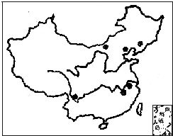 下列我國四種主要礦產資源的分布圖中,表示鐵礦分布的是